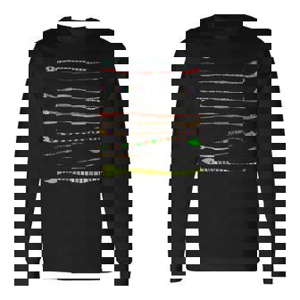 ボーダー カラフル Pop 爬虫類 かわいい オリジナル ヘビ柄 手描き フロント ボーダー イラスト おもしろ 長袖Tシャツ - Kawaiitshirt