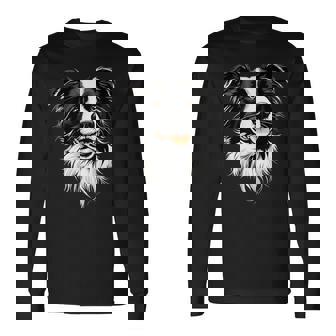 ボーダーコリー モチーフ 犬好き 子犬 かわいい ボーダーコリー 長袖Tシャツ - Kawaiitshirt