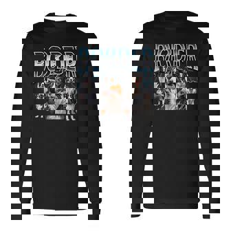 ボーダーコリー 犬 90年代 ブーツレッグ グランジ ラップ グッズスタイル 長袖Tシャツ - Kawaiitshirt