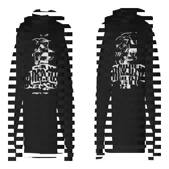 ボーダーコリーのお父さんとかわいい犬の頭を胸に 長袖Tシャツ - Kawaiitshirt