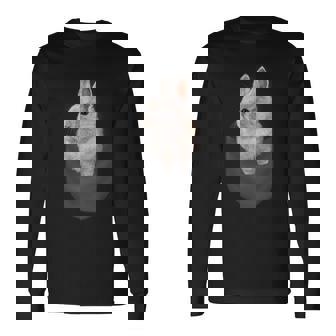 ポケット ホワイト 子ウサギ 長袖Tシャツ - Kawaiitshirt