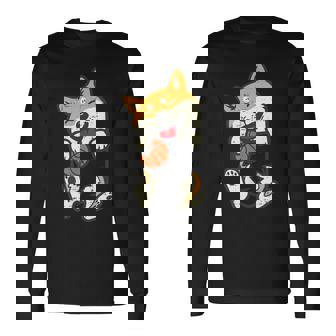 ポケット 柴犬 バスケットボール かわいい バラー 犬 メンズ レディース キッズ 長袖Tシャツ - Kawaiitshirt