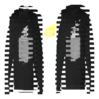 ポケットから覗くオカメインコのデザイン 長袖Tシャツ - Kawaiitshirt