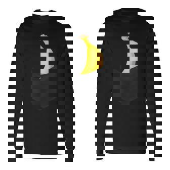 ポケットに入ったバナナフルーツ、胸に面白いバナナ。 長袖Tシャツ - Kawaiitshirt