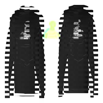 ポケットに入った亀 かわいいポケット ウミガメ 長袖Tシャツ - Kawaiitshirt