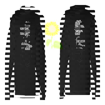 ポケットの中のひまわり ひまわり 長袖Tシャツ - Kawaiitshirt