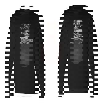 ポケットの中の犬面白い犬好きのミニチュア・シュナウザー 長袖Tシャツ - Kawaiitshirt