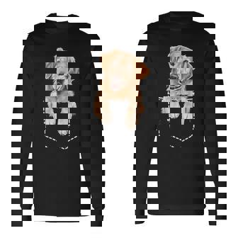 ポケットゴールデンレトリバー 長袖Tシャツ - Kawaiitshirt