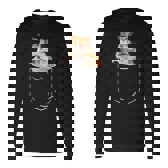 ポケットハムスターシャツ、ポケットに入った面白いハムスター ギフトtシャツ 長袖Tシャツ - Kawaiitshirt