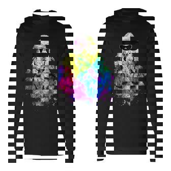 ポップアート アメリカンコッカー スパニエル 犬のポートレート ヘッドフォン付き 長袖Tシャツ - Kawaiitshirt