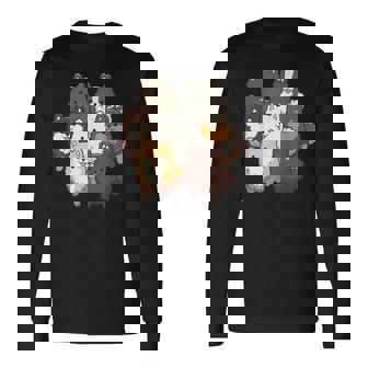 ポメラニアン ドッグ グループ かわいい ペット ブラック ホワイト チョコレート ポンポン 長袖Tシャツ - Kawaiitshirt