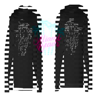マイアミビーチのバケーションのお土産 80´Sマイアミビーチ 長袖Tシャツ - Kawaiitshirt