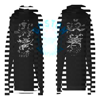 マサチューセッツ州ボストン ブルーカニのデザイン 長袖Tシャツ - Kawaiitshirt