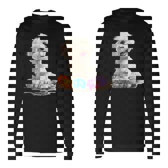 マルチーズ 犬 犬種 ハッピーイースター メンズ レディース キッズ 長袖Tシャツ - Kawaiitshirt