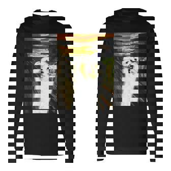 マルチーズ 面白いtシャツ 犬 ムンクの叫び かわいい メンズ 子供 おもしろ 服 グッズ ネタ わんこ 長袖Tシャツ - Kawaiitshirt