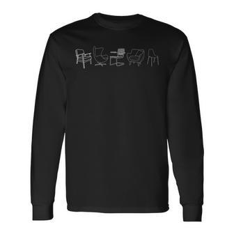 ミッドセンチュリーモダンチェア イームズノール インテリアデザイナー ダーク 長袖Tシャツ - Kawaiitshirt