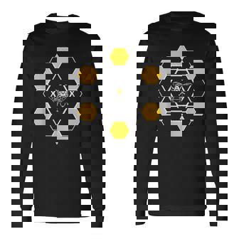 ミツバチユーモア六角形ナチュラルスタイル 長袖Tシャツ - Kawaiitshirt