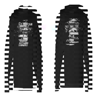 ミニチュア シュナウザー 銀河 サングラス 宇宙 犬好き 長袖Tシャツ - Kawaiitshirt