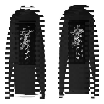 ミニマリストなブラック&ホワイトのキリンデザイン。 長袖Tシャツ - Kawaiitshirt