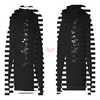 ミニマリズム ワインヘッド ジャンプ イラスト ヴィノ ギフトアイデア 長袖Tシャツ - Kawaiitshirt