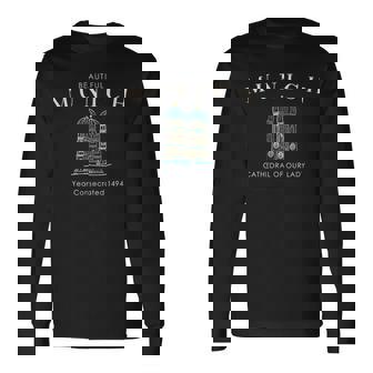 ミュンヘン、バイエルン、ドイツ、フラウエンキルシェの塔 長袖Tシャツ - Kawaiitshirt