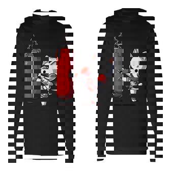 ムエタイ猫、キックボクシング 長袖Tシャツ - Kawaiitshirt