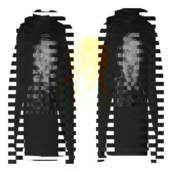 ムンクの叫び《切り抜き》【世界の名画】エドヴァルド・ムンク Munch 美術館アート 長袖Tシャツ - Kawaiitshirt