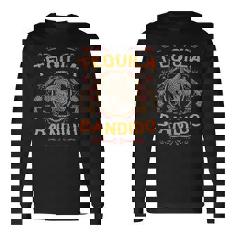 メキシカンスカル テキーラ バンディト クール スケルトン チャロ ギフトアイデア 長袖Tシャツ - Kawaiitshirt
