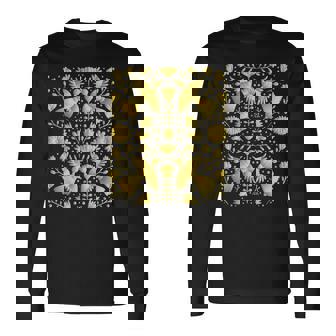 メキシカンテナンゴスのメキシカンゴールド刺繍プリント。 長袖Tシャツ - Kawaiitshirt