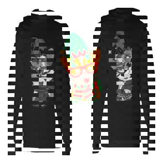 メリークリスマス かわいいオタクウェールズコーギー エルフの帽子とスカーフ付き 長袖Tシャツ - Kawaiitshirt