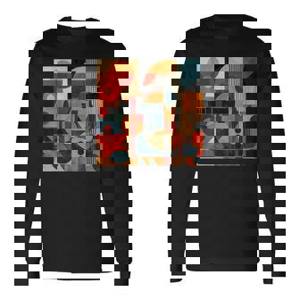 モダン 抽象 パターン ボーホー 抽象 幾何学 長袖Tシャツ - Kawaiitshirt