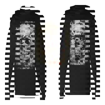 モダンなヒップホップ、レトロ、ヴィンテージ、エッジの効いた Y2k Hip Hop アーバン ストリートウェア、スカル 長袖Tシャツ - Kawaiitshirt