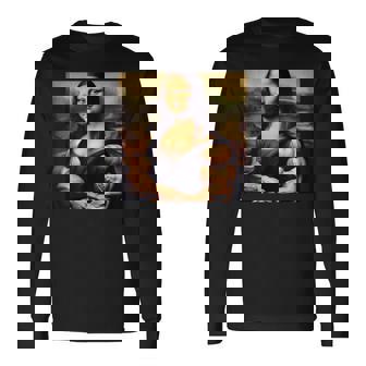 モナリザ 筋肉付き おもしろギフト 長袖Tシャツ - Kawaiitshirt