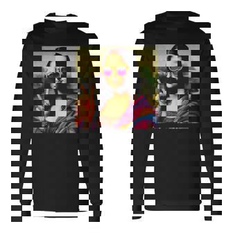 モナリザvサイン 長袖Tシャツ - Kawaiitshirt