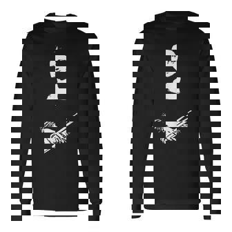 モナリザをドラムスティックで叩くドラマー 長袖Tシャツ - Kawaiitshirt