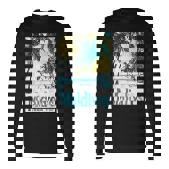 モルディブ島 ビーチ 熱帯風景 旅行 お土産 長袖Tシャツ - Kawaiitshirt