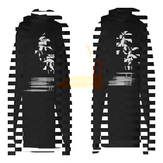 ヤシの木 夏 カラフル 胸 プリント ホリデー 長袖Tシャツ - Kawaiitshirt