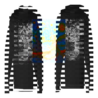 ユニコーン恋人のためのユニコーン恋人のスターリーナイトヴァンゴッホ 長袖Tシャツ - Kawaiitshirt