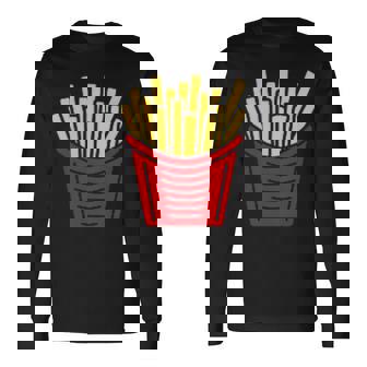 ユーモア 小さなミニマリスト シンプルなフライドポテト フライドポテト 長袖Tシャツ - Kawaiitshirt