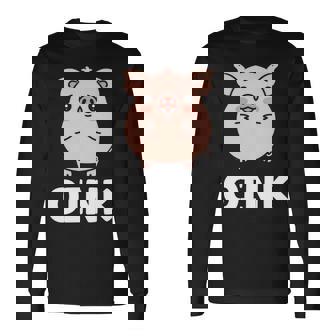 ユーモア豚 ミニマリスト かわいい 面白い豚 長袖tシャツ 長袖Tシャツ - Kawaiitshirt