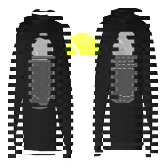 ユーモラスなテニスプレーヤーのための偽のポケットに入った面白いテニスボール 長袖Tシャツ - Kawaiitshirt