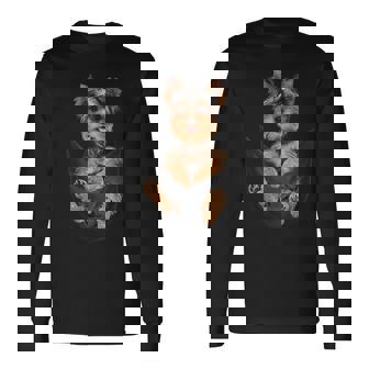 ヨークシャーテリアをポケットに入れて、ヨーキー犬愛好家に。 長袖Tシャツ - Kawaiitshirt