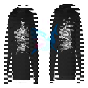 ライディング シャーク フレンチブルドッグ 長袖tシャツ 長袖Tシャツ - Kawaiitshirt