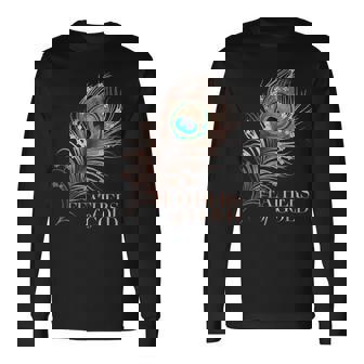 ラグジュアリーボタニカルフラワー ローズゴールド 孔雀 ゴールドの羽 長袖Tシャツ - Kawaiitshirt