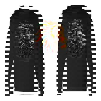 ラスタファリアン・ルーツ ギター ヒッピー ラスタ レゲエ ライオン ラスタファリ 長袖Tシャツ - Kawaiitshirt