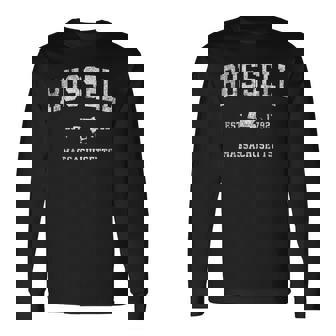 ラッセル・マサチューセッツ州マサチューセッツ州ヴィンテージアスレチックスポーツデザイン 長袖Tシャツ - Kawaiitshirt