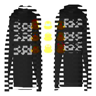 ラバーアヒル、きしむアヒル、ナインバスダック、ラバーアヒル 長袖Tシャツ - Kawaiitshirt