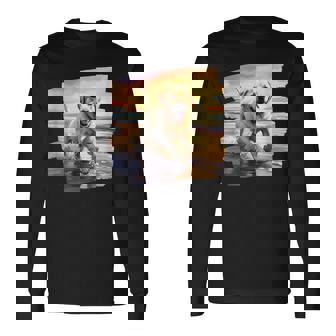 ラブラドールオンザビーチ、ラボ、犬、ラブラドール子犬 長袖Tシャツ - Kawaiitshirt