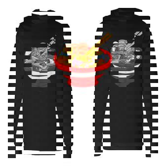 ラーメンを食べる三匹のかわいいカエルのお揃い アニメ恋人 食通 長袖Tシャツ - Kawaiitshirt