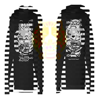 ラーメンを食べる犬 長袖Tシャツ - Kawaiitshirt